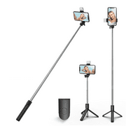 REQO Selfie Stick Tripod,3 in 1 Extendable 360° Rotation Tripod Stand with Detachable Wireless Remote Portable Mobile Phone Holder Compatible with iPhone,Android,Samsung (black+light)
