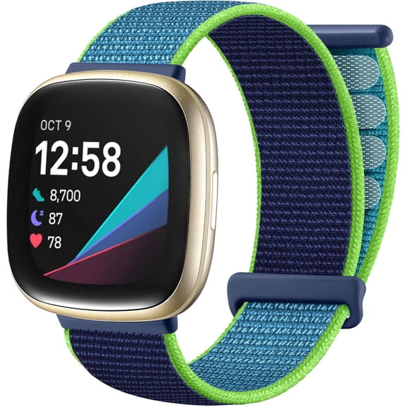 REQO Strap Compatible with Fitbit Versa 3 Versa 4 Bands/Fit bit Sense Sense 2 Band, Soft Nylon Adjustable Braided Sport Straps for Fitbit Versa 4 Sense 2 Bands for Women Men