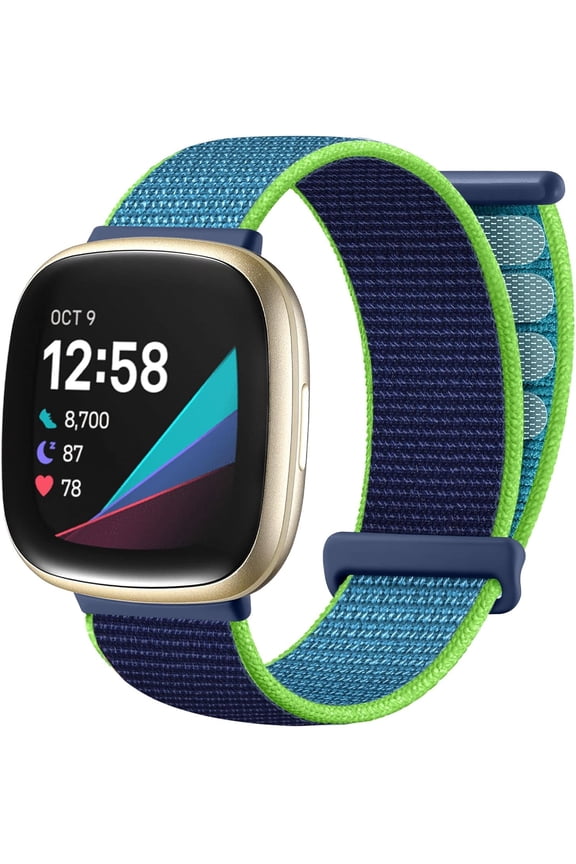 Strap Compatible with Fitbit Versa 3 Versa 4 Bands/Fit bit Sense Sense 2 Band, Soft Nylon Adjustable Braided Sport Straps for Fitbit Versa 4 Sense 2 Bands for Women Men