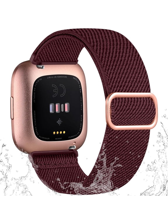Stretchy Bands Compatible with Fitbit Versa 2 / Versa/Lite/SE Bands for Women Men, Water-Resistant Adjustable Elastic Nylon Solo Loop Soft Sport Replacement Wristbands Strap