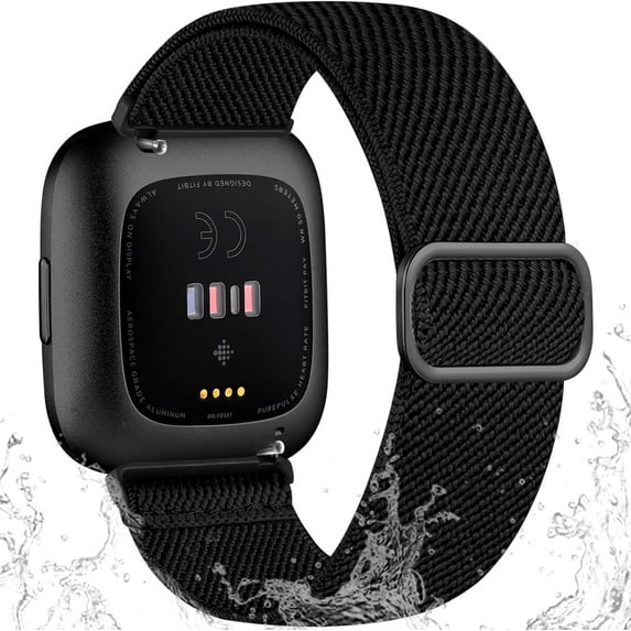 REQO Stretchy Bands Compatible with Fitbit Versa 2 / Versa/Lite/SE Bands for Women Men, Water-Resistant Adjustable Elastic Nylon Solo Loop Soft Sport Replacement Wristbands Strap