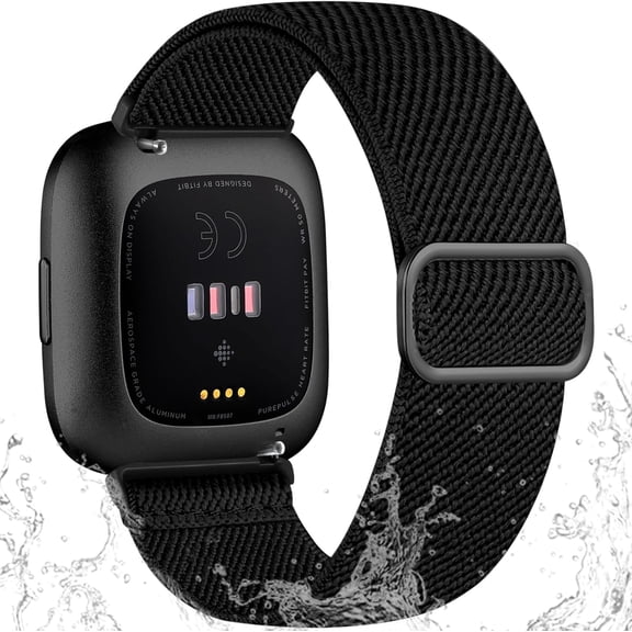 REQO Stretchy Bands Compatible with Fitbit Versa 2 / Versa/Lite/SE Bands for Women Men, Water-Resistant Adjustable Elastic Nylon Solo Loop Soft Sport Replacement Wristbands Strap