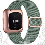REQO Stretchy Bands Compatible with Fitbit Versa 2 / Versa/Lite/SE Bands for Women Men, Water-Resistant Adjustable Elastic Nylon Solo Loop Soft Sport Replacement Wristbands Strap