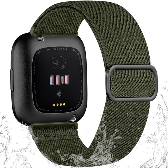 REQO Stretchy Bands Compatible with Fitbit Versa 2 / Versa/Lite/SE Bands for Women Men, Water-Resistant Adjustable Elastic Nylon Solo Loop Soft Sport Replacement Wristbands Strap