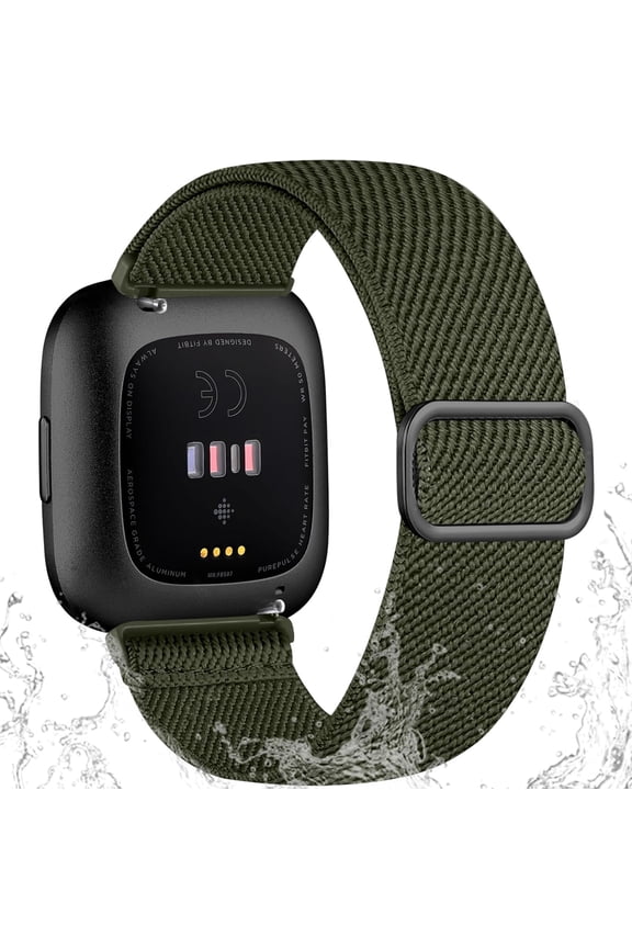 Stretchy Bands Compatible with Fitbit Versa 2 / Versa/Lite/SE Bands for Women Men, Water-Resistant Adjustable Elastic Nylon Solo Loop Soft Sport Replacement Wristbands Strap