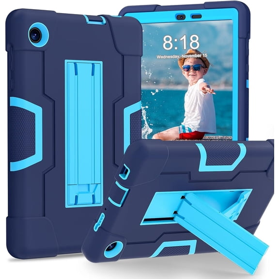 REQO for TCL TAB 8 LE Case, TCL TAB 8 Case for Kids, Heavy Duty Rugged Full-Body Hybrid Shockproof Drop Protection Cover for TCL Tab 8 LE (Model:9137W) 2023/TCL Tab 8 WiFi (Model:9132X) (4-Navy+Blue)