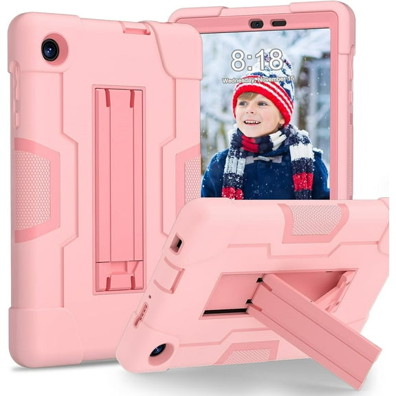 REQO for TCL TAB 8 LE Case, TCL TAB 8 Case for Kids, Heavy Duty Rugged Full-Body Hybrid Shockproof Drop Protection Cover for TCL Tab 8 LE (Model:9137W) 2023/TCL Tab 8 WiFi (Model:9132X) (3-Pink)