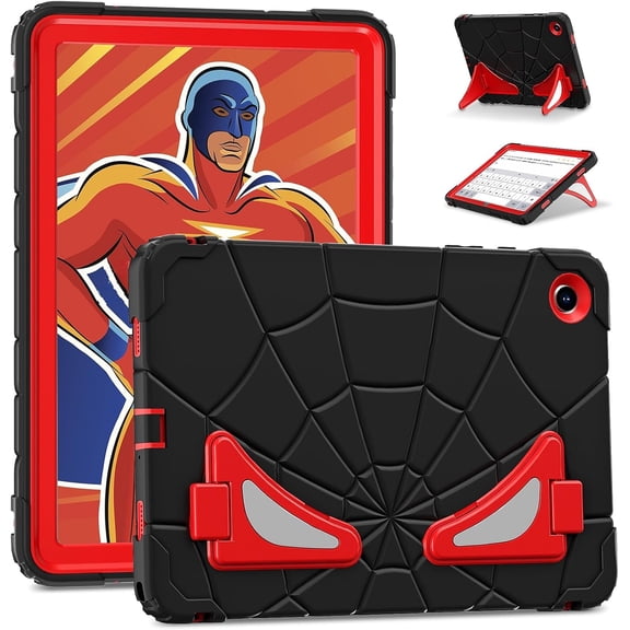 REQO Tablet Case Compatible with Samsung Galaxy Tab A9+ 11",Heavy Duty Shockproof Cover with Pencil Holder,Spider Carton Theme Folding Kickstand Case for Children