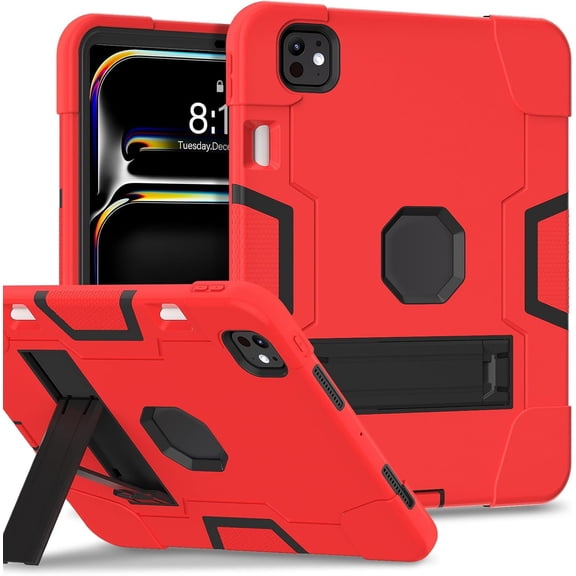 REQO Tablet case for iPad Pro 11 Inch 2024 (5th Gen),Hard PC Soft Silicone Protective Kickstand tab Case for iPad Pro 2024 11" (Model: A3006/A2836/A2837) Pencil Holder Kickstand Cover