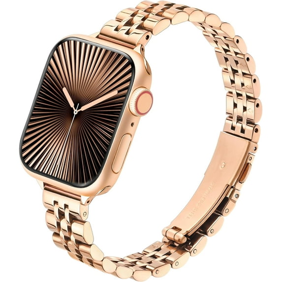 REQO Thin Classic Metal Chain Band Fit Slim Apple Watch Bands for women 42mm 41mm 40mm 38mm, Dressy Designer Stainless Steel iWatch Bands for iPhone Watch Bands Series 11 10 9 SE 8 7 6 5 4 3 2 1