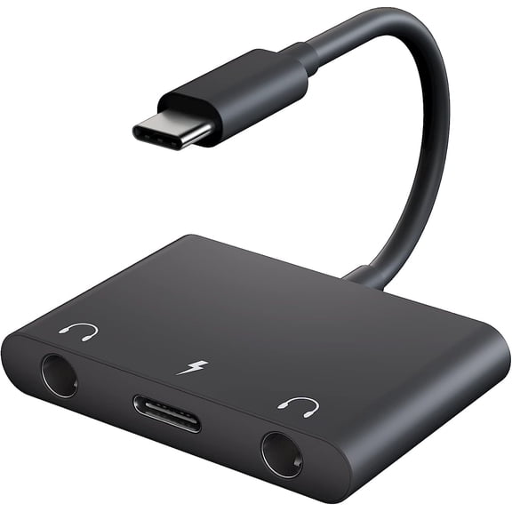 REQO USB C Headphone Adapter,3 in 1 USBC to 3.5mm Dual Headphone Jack Adapter for Stereo,USB-C Audio Adapter with Type-c Fast Charging Port,Headphone Splitter Compatible iPad Pro,Samsung,Google