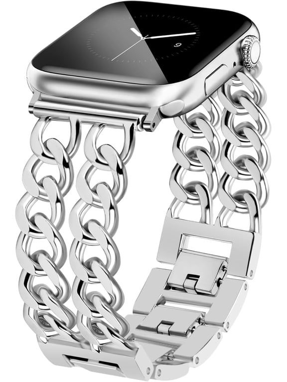 Watch Bands for Women Compatible with Apple Watch 38mm 40mm 41mm 42mm (S10/11) Adjustable Metal Band Cowboy Steel Chain Bracelet for iWatch Series1/2/3/4/5/6/7/8/9/10/11 SE 3/2/1 (No Case)