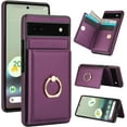 thumbnail image 1 of REQO for Google Pixel 6A Wallet Case, Leather Case with Credit Card Holder and 360° Rotation Ring Stand, RFID Block Flip Leather Shockproof Cover, 1 of 7