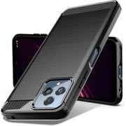 REQO for T-Mobile REVVL 6X 5G Case, Shock-Absorption Brushed Flexible Soft TPU Carbon Fiber Protective Cover for T-Mobile REVVL 6X 5G LS-Black