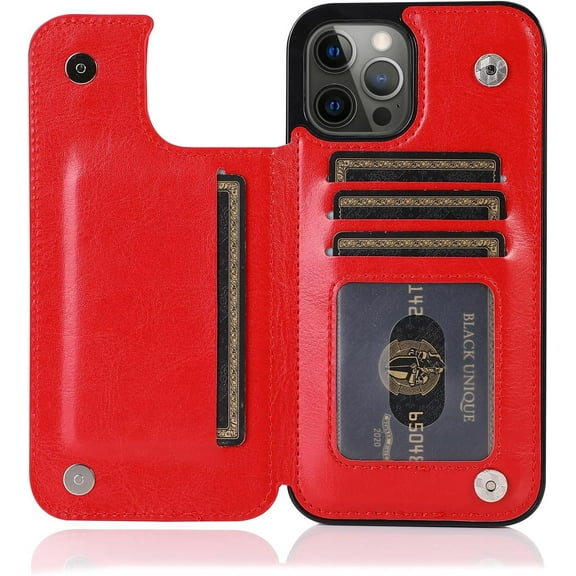 REQO for iPhone 15 Wallet Case with Credit Card Holder,RFID Blocking,PU Premium Leather Double Magnetic Clasp Kickstand Heavy Duty Protective Cover