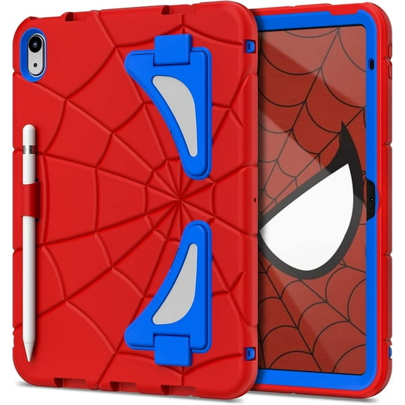 REQO iPad 10th Generation Case 2022, Kids Friendly iPad 10.9 Case with Kickstand Shoulder Strap Pencil Holder, Heavy Duty Protective Case for iPad 10th Generation 2022 Release, Red Royal Blue