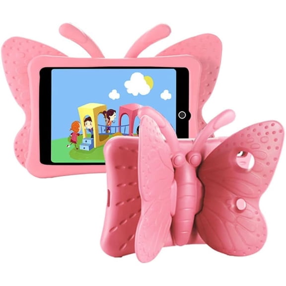 REQO iPad 9th 8th 7th Generation Case Kids Girls, Cute Butterfly Shockproof EVA Foam Super Protection Stand Cover for iPad 2021 2020 2019 10.2" and iPad Air 3 Pro 10.5"