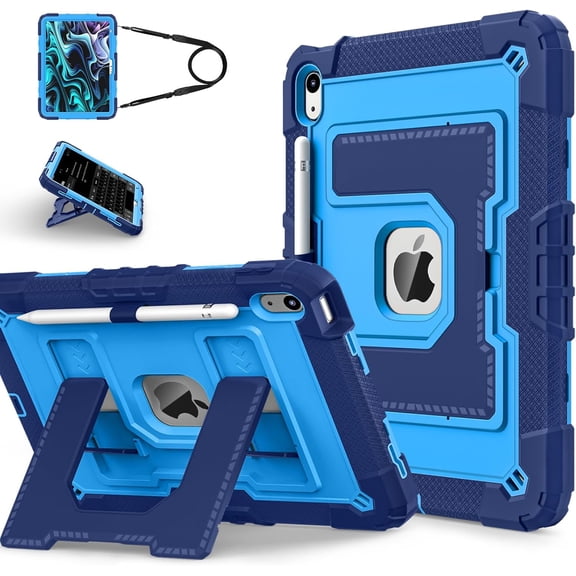 REQO for iPad A16 11th Generation Case 11 Inch 2025,for iPad 10th/iPad A19 12th Generation Tablet Case Kids with Shoulder Strap & Pencil Holder,Heavy Duty Rugged Protective Cover