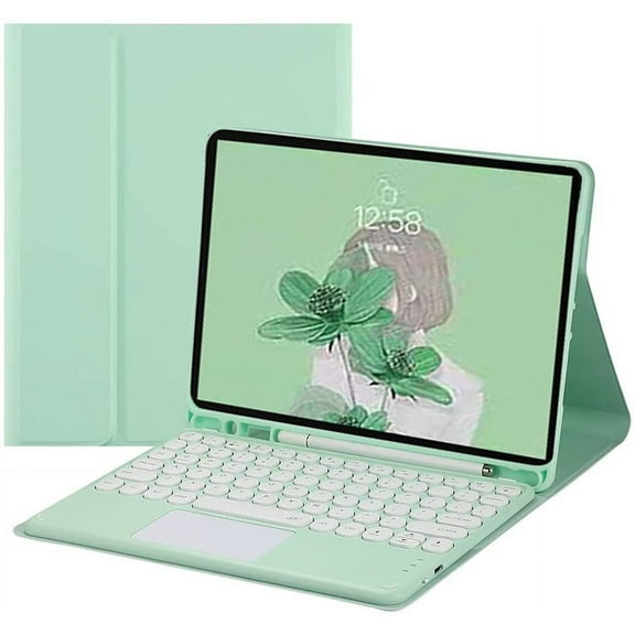 REQO iPad Mini 5th Generation Mini 4 Keyboard Case Touchpad Detachable Keyboard with Pencil Holder Round Key Color Slim Smart Cover for Mini 5th Gen, MintGreen