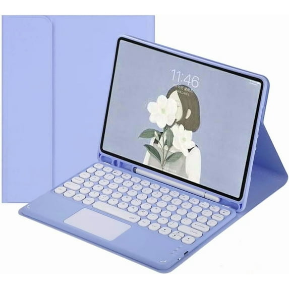 REQO iPad Pro 11 2022 (4th Gen) Case with Keyboard,Touchpad Keyboard Case with Pencil Holder, Wireless Detachable Magnetic Trackpad Keyboard Cover for iPad Pro 11" 4th/3rd/2nd(Purple)