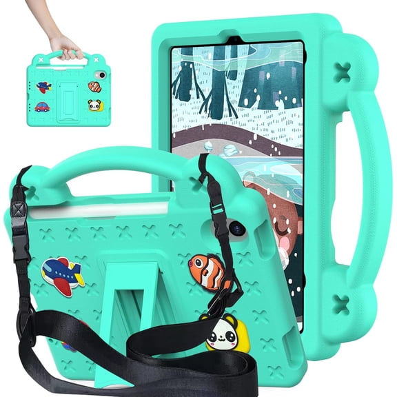 REQO for iPad mini A17 Pro Case 2024/iPad Mini 6 Kids Case 2021,EVA Shockproof Cover for iPad mini 7th/6th Generation 8.3-inch, with Stand Handle Strap