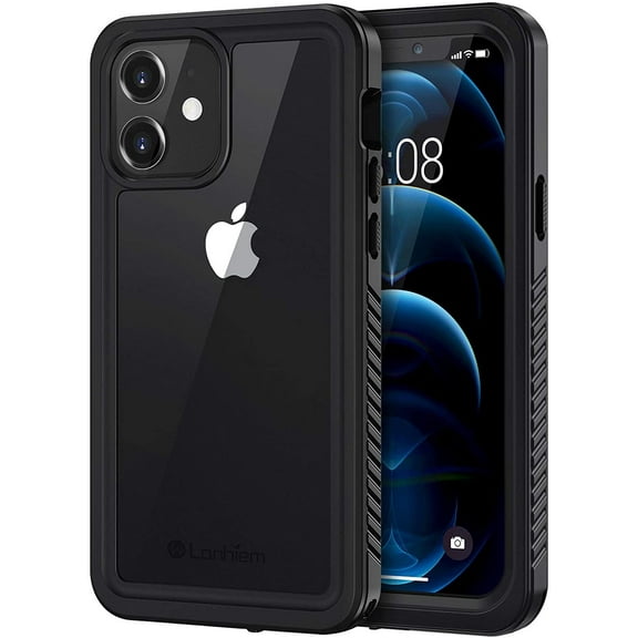 REQO iPhone 12 Case, Waterproof Dustproof Shockproof Case with Built-in Screen Protector [Not for iPhone 12 Pro], Full Body Underwater Protective Cover for iPhone 12 6.1 inch -Black