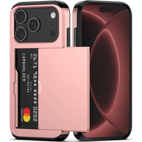 REQO for iPhone 18 Pro Case with Card Holder,Heavy Duty Protective Dual Layer Shockproof Hidden Card Slot, Slim Wallet Case for iPhone 18 Pro Men&Women