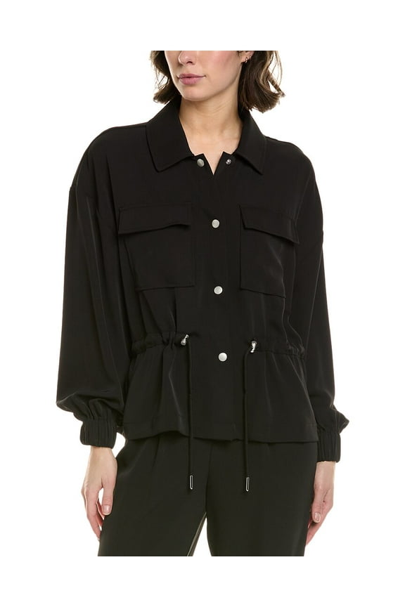 womens  Drapey Crepe Jacket, m, Black