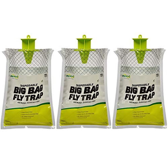 RESCUE! Big Bag Fly Trap Disposable, Outdoor Use - 3 Traps