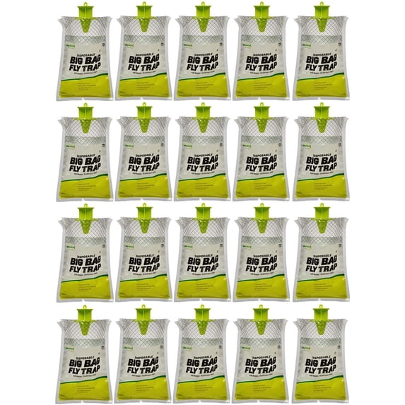 RESCUE! Big Bag Fly Trap Outdoor Disposable Hanging Flytrap - Large Capacity - 20 Traps