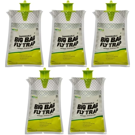 RESCUE! Big Bag Fly Trap Outdoor Hanging Disposable Trap - Large Capacity - 5 Pack