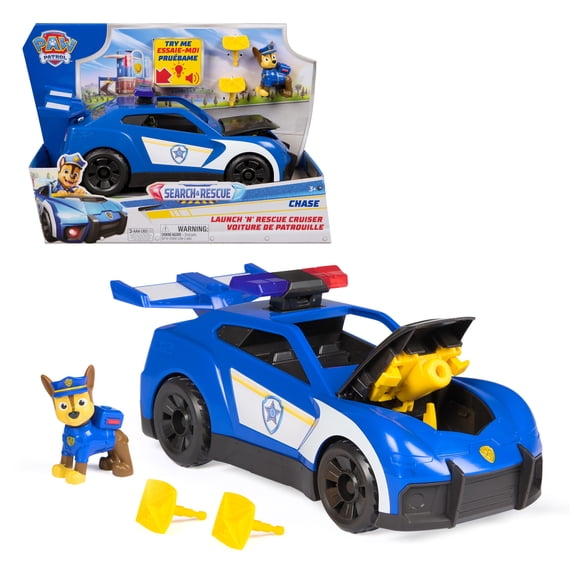 PAW Patrol: Search & Rescue, Chase Launch 'N' Rescue Cruiser with Figure & 2 Projectiles, Lights, Sounds, & Hidden Launcher
