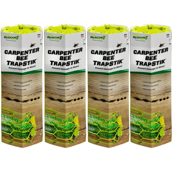 RESCUE! Carpenter Bee TrapStik Also Works on Wasps, Mud Daubers - 4 Traps