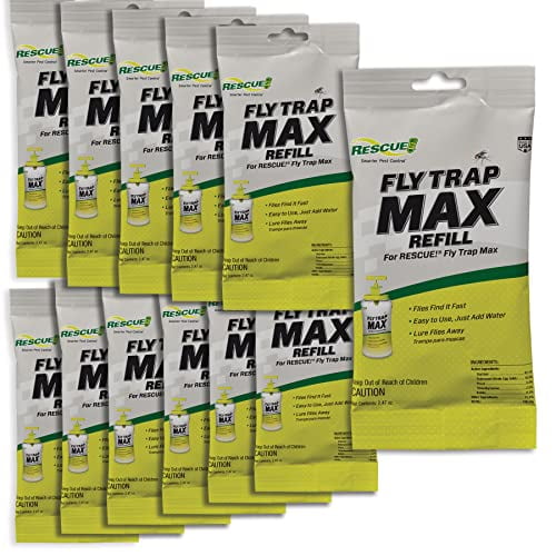 RESCUE! Fly Trap Max Refill Large Reusable Outdoor Fly Trap (Refill Only) - 12 Pack