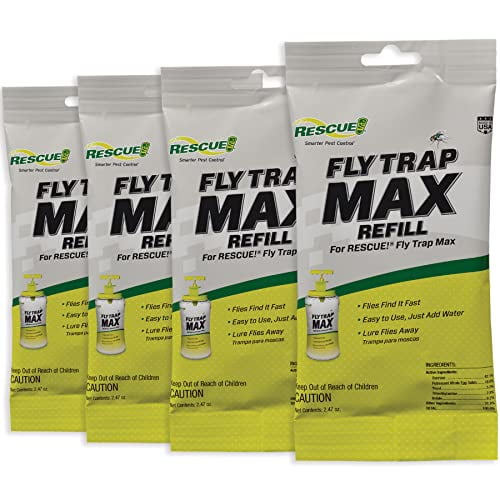 RESCUE! Fly Trap Max Refill Large Reusable Outdoor Fly Trap (Refill Only) - 4 Pack