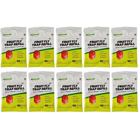 RESCUE! Fruit Fly Trap Attractant Refill - 30 Day Supply - 10 Pack
