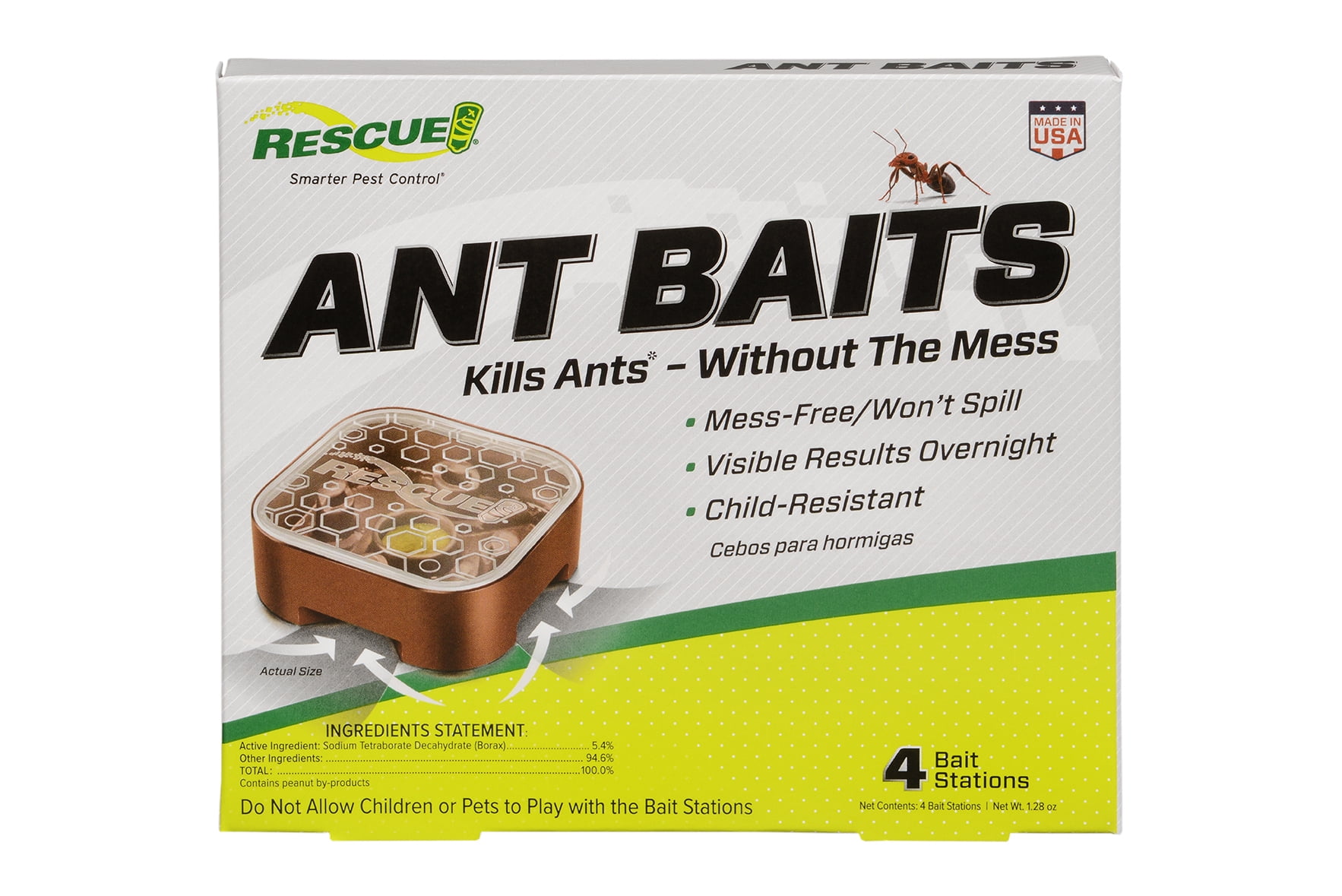 RESCUE! Indoor Ant Killer Child Resistant Bait Stations, 4 Pack