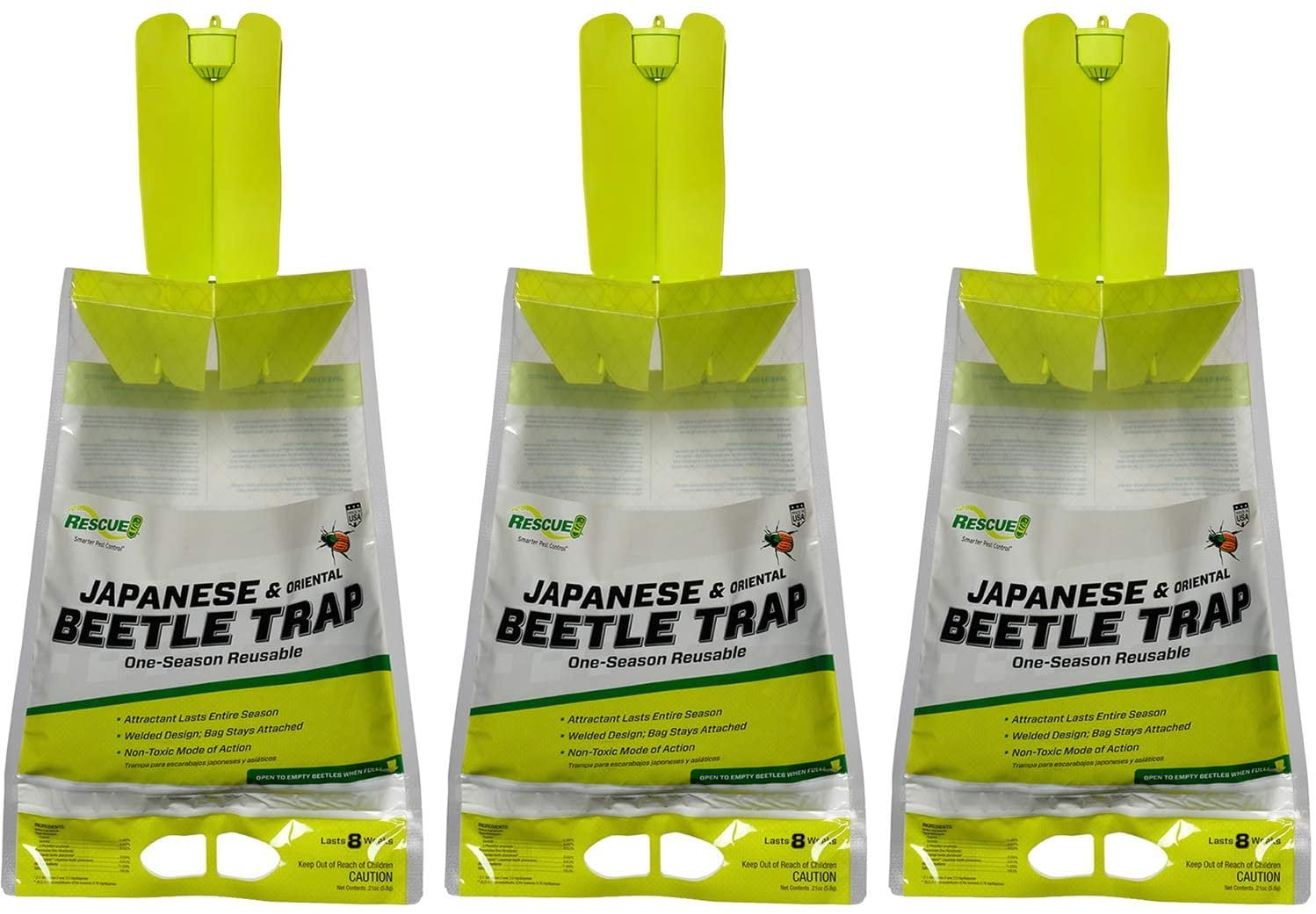 RESCUE!, Japanese & Oriental Beetle Trap, 3 Traps, Reusable