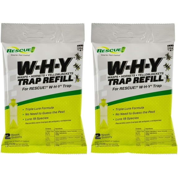 RESCUE! Non-Toxic Wasp, Hornet, Yellowjacket Trap WHY Trap Attractant Refill - 2 Week Refill - 2 Pack