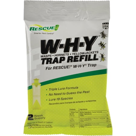RESCUE! Wasp, Hornet, Yellowjacket Trap WHY Trap Attractant Refill - Non-Toxic, 2 Week - 9 Pack