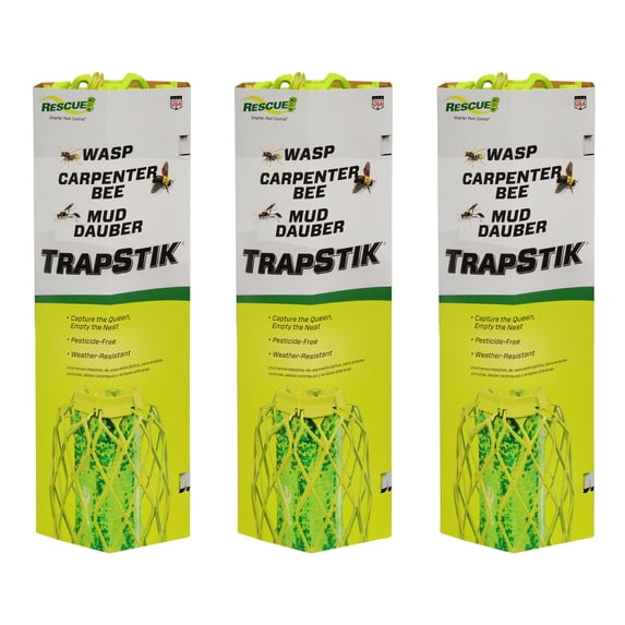 RESCUE! Outdoor TrapStik for Wasps, Mud Daubers, and Carpenter Bees Trap, 3 Count
