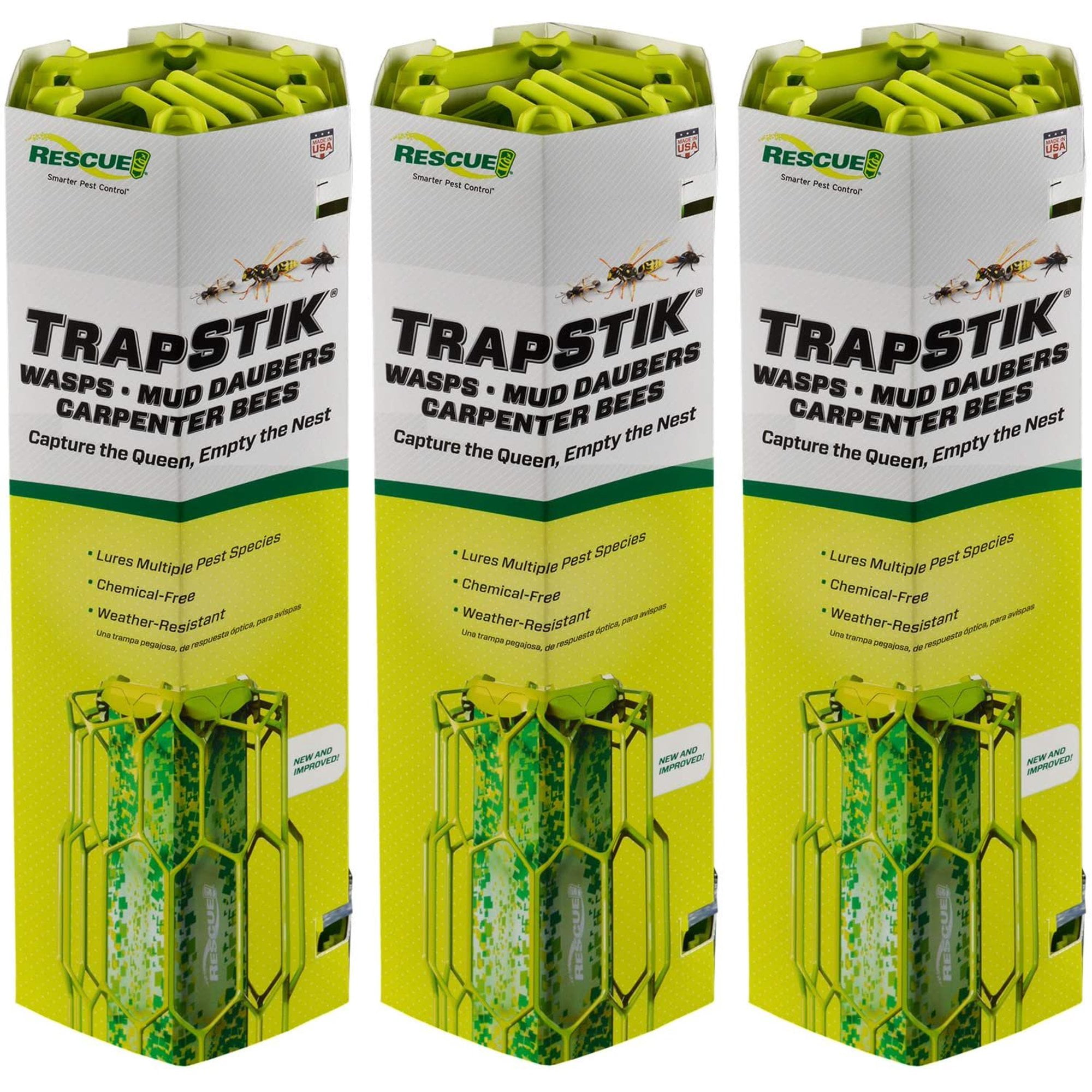 WEST. ウェッシャーツ 緑 RESCUE! Sticky Insect TrapStik for Wasps, Mud Daubers, Carpenter
