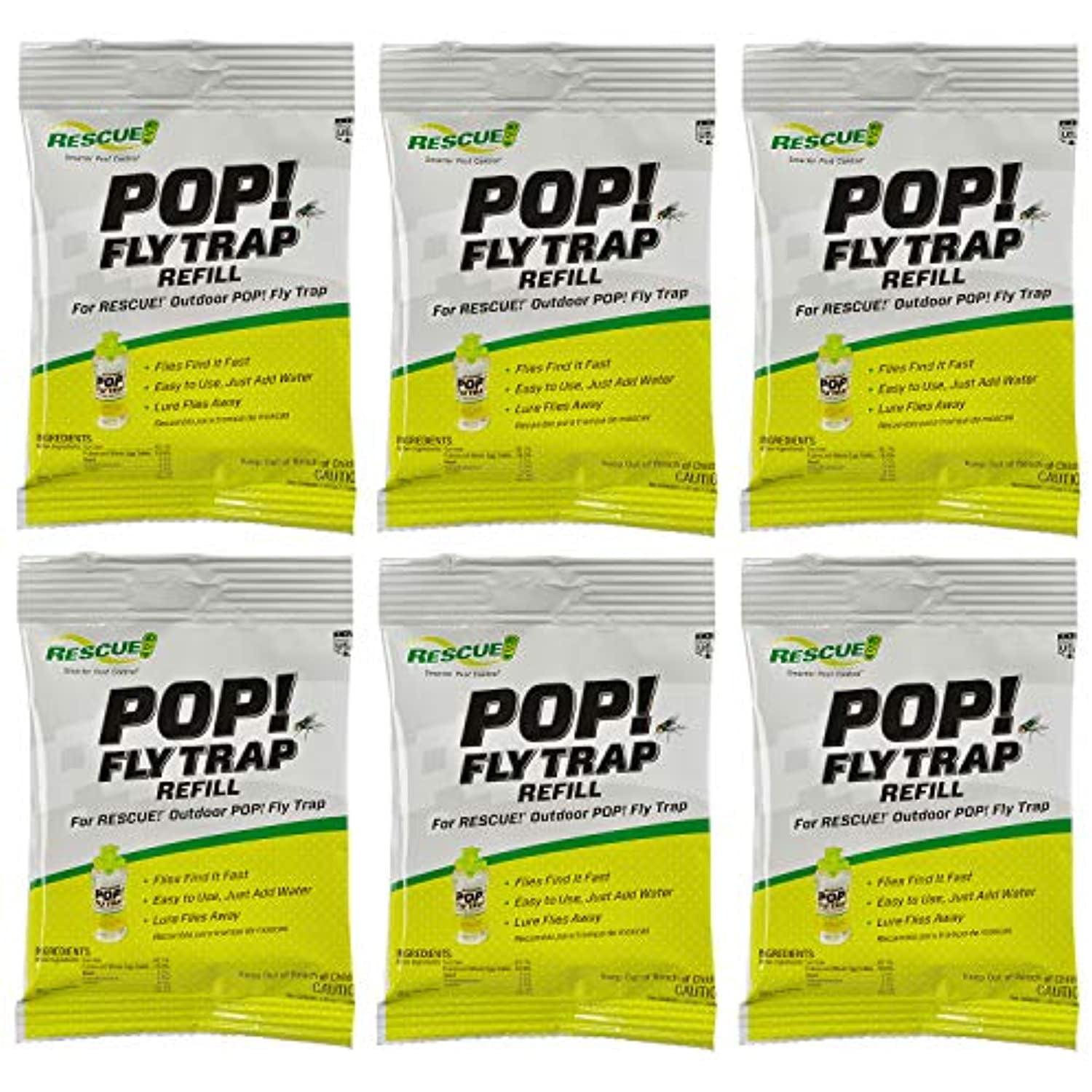 RESCUE! POP! Outdoor Fly Trap Bait Refill, 6 Pack, Attracts House Flies ...