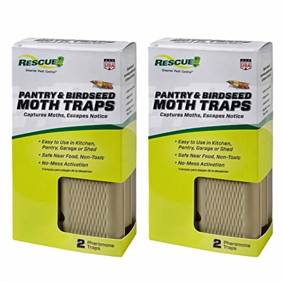 RESCUE! Pantry & Birdseed Moth Traps with Pheromone Lure - 2 Pack - 4 Traps