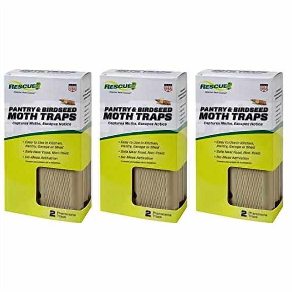 RESCUE! Pantry & Birdseed Moth Traps with Pheromone Lure - 3 Pack - 6 Traps