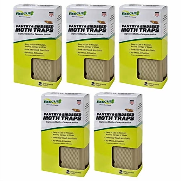 RESCUE! Pantry & Birdseed Moth Traps with Pheromone Lure - 5 Pack - 10 Traps