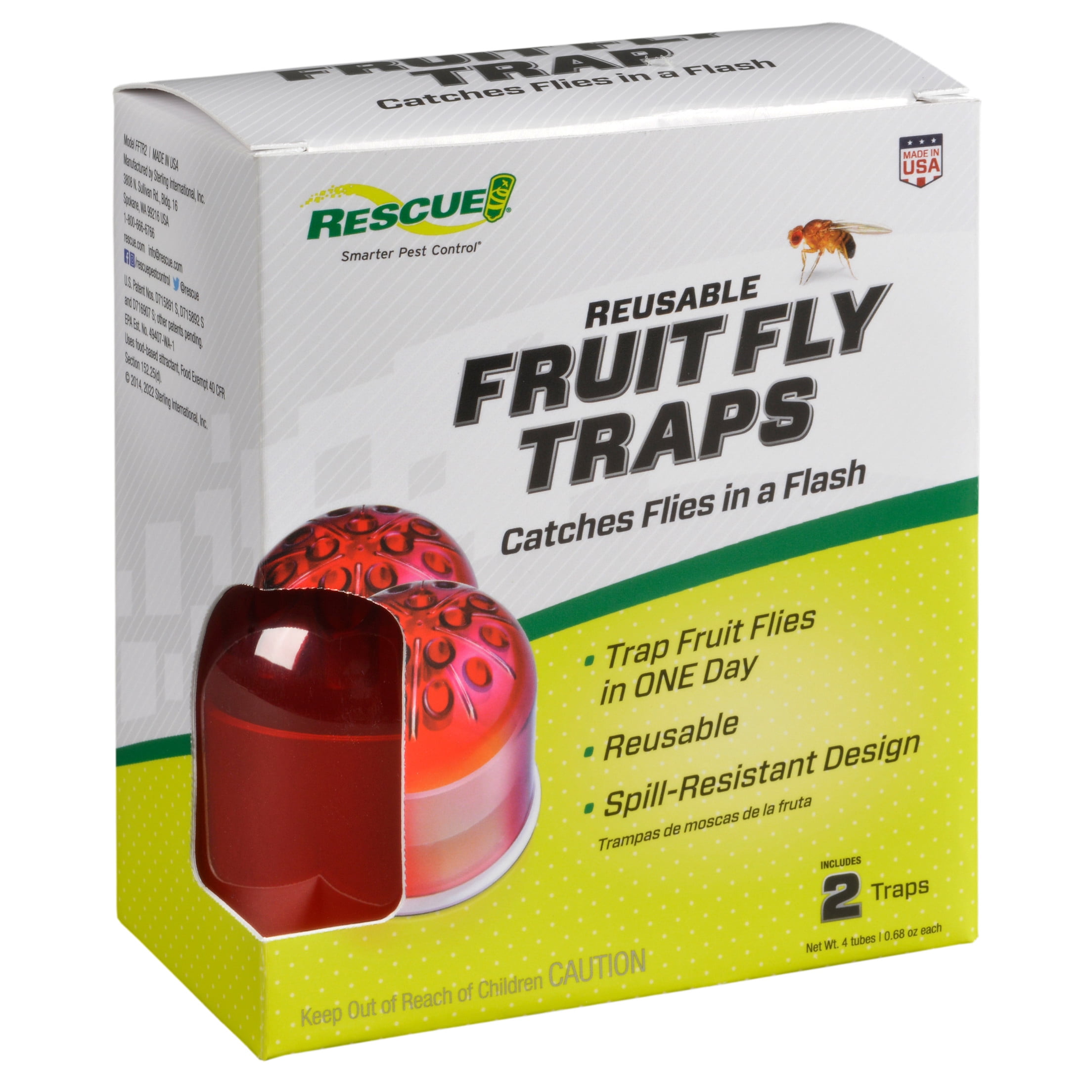 RESCUE Reusable Indoor Fruit Fly Trap 2 Pack – Non-Toxic