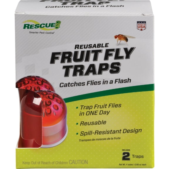 RESCUE! Reusable Indoor Fruit Fly Traps with Non-Toxic Liquid Attractant - 2 Traps, 3-Pack (6 Traps)