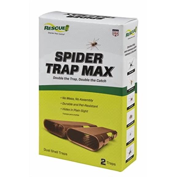 RESCUE! Spider Trap MAX - Large Indoor Sticky Spider Trap - Catches Brown Recluse, Hobo Spiders, Black Widows & Wolf Spiders - (2 Traps)
