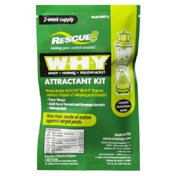 RESCUE! 8-pack RESCUE WHYTA WHY Trap Wasp, Hornet, Yellow Jacket Non-Toxic Attractant Refill 2 Week [8 Pack] — Residential Use, Standard Application